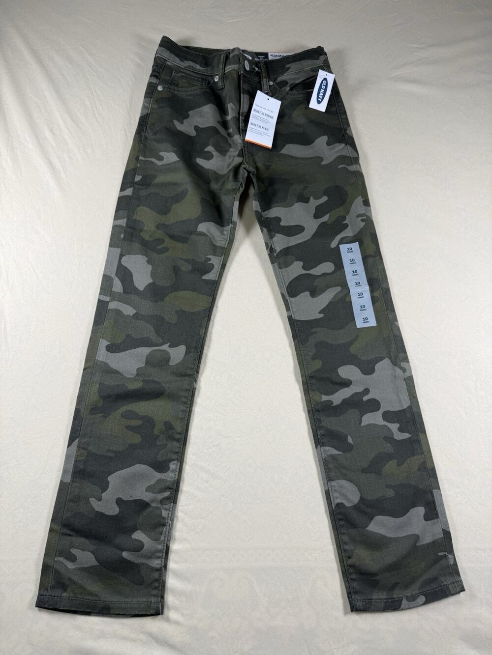 NWT Old Navy Boys Jeans Pants Camouflage Karate Slim Flex Max Built in Size 10